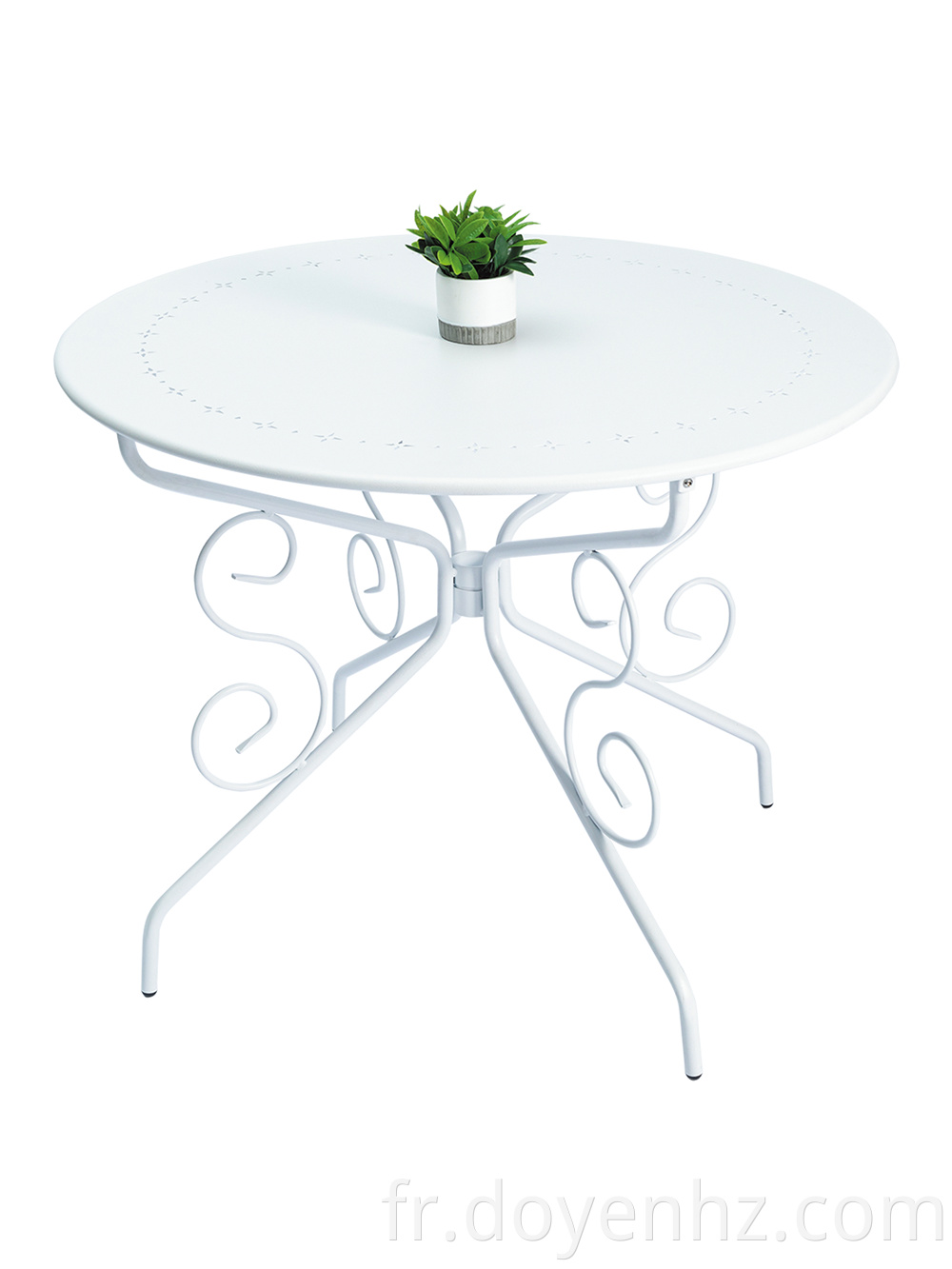 Metal Crafted Round Table with Pattern Tabletop